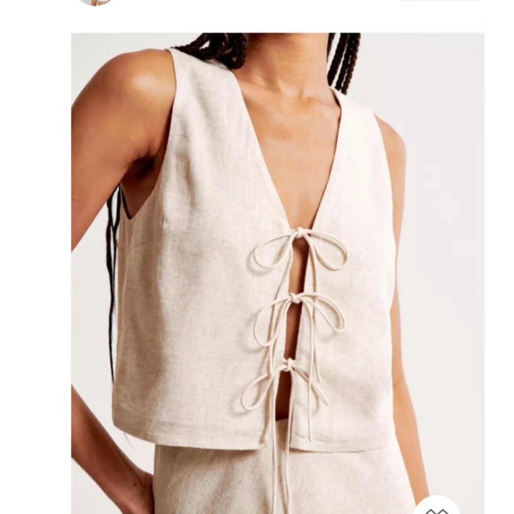 Abercrombie & Fitch Tir Front Linen Blend Vest sz XL